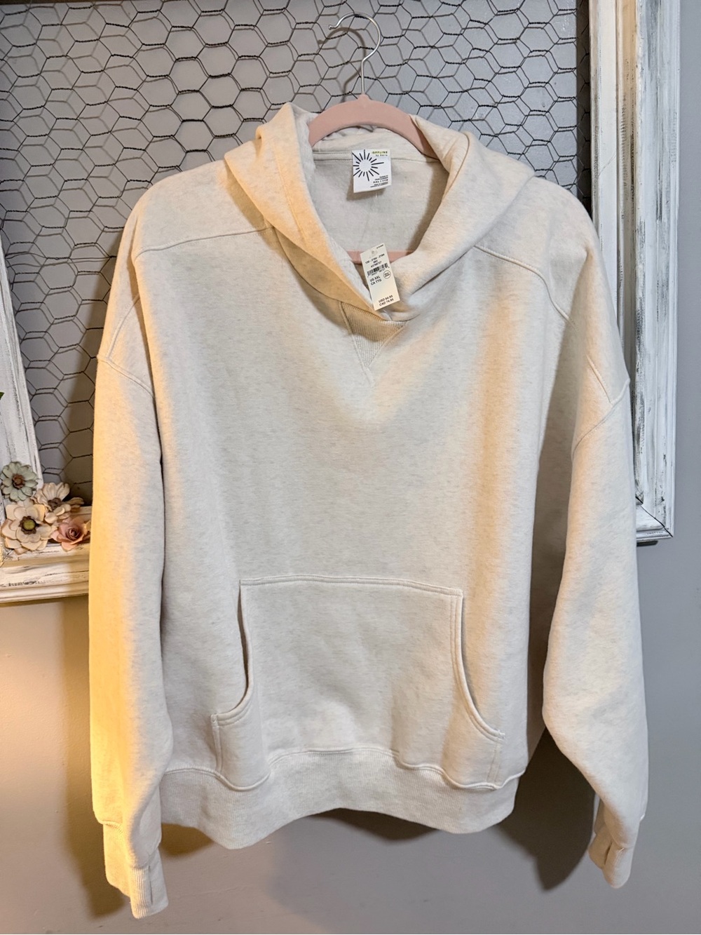 New with tags, Relaxed Cowl-Neck Sweater Hoodie in Cream